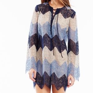 BCBG MAXAZRIA Larissa Striped Lace Dress