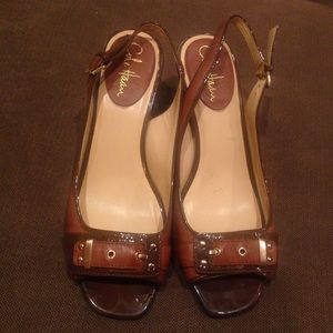 Cole Haan Nike Air Tan/Brown Open Toe Slingbacks