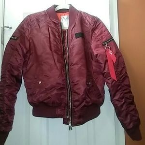 Burgundy bomber jacket