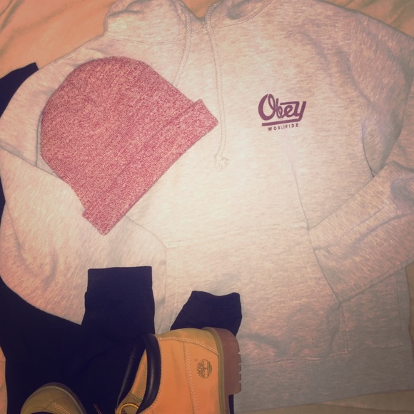 Obey worldwide hoodie in grey