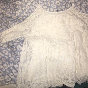 BKE open shoulder crochet top