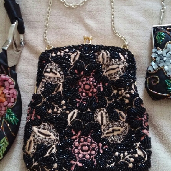 3 BEADED purses