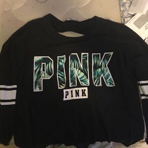 VS Pink Long sleeved open back tee