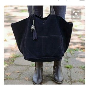 Beautiful blue suede tote bag