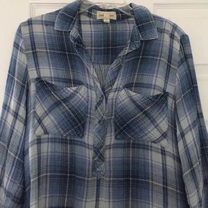 Blue flannel button down