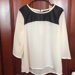 White blouse with leather accent!