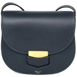 Celine Trotteur Small Navy Blue Leather Crossbody