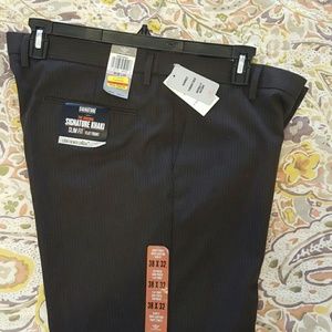 Men's dark gray pin striped dress pants