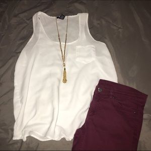 White tank with pocket