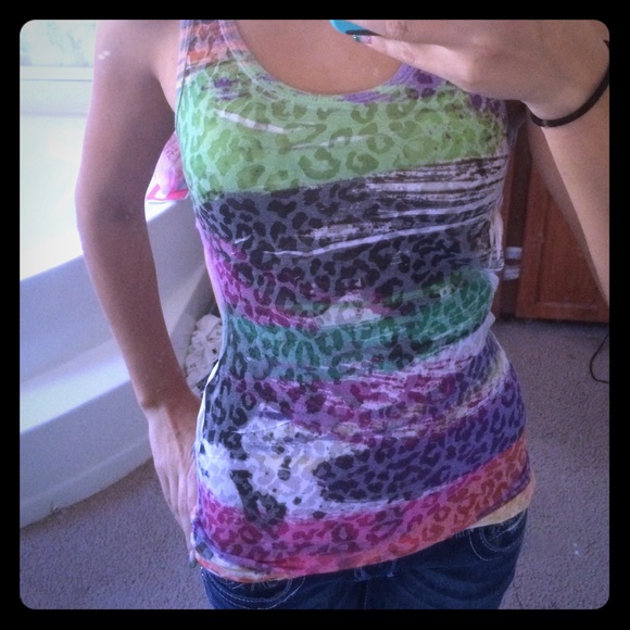 Racerback cheeta print cutout tank top