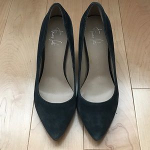 Franco Sarto Navy Blue Suede Wedges