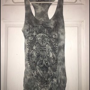 Affliction sage\gray racer back tank WORN ONCE
