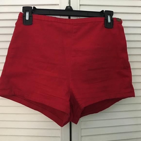 Red high waisted shorts
