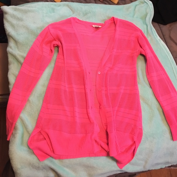Bright pink cardigan