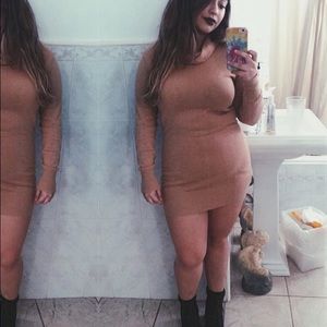 Mustard/Nude long sleeve tunic dress