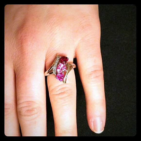 925sterling silver ring w/ amethyst&quartz crystal