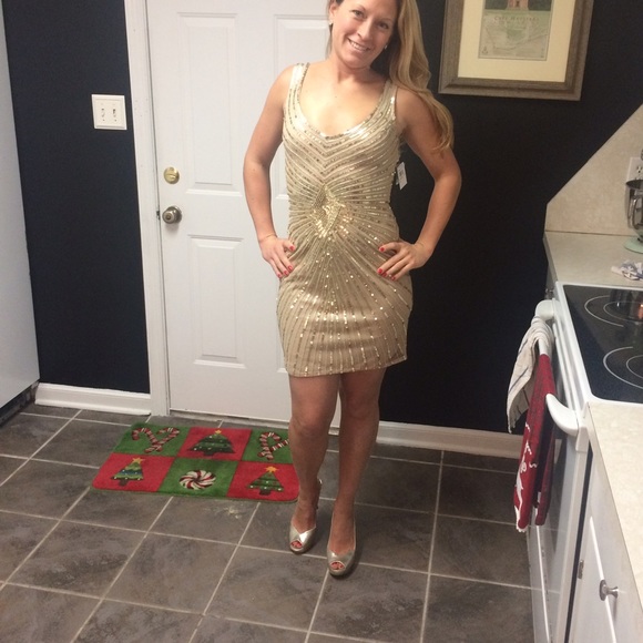 New Year’s Eve gold sequin cocktail dress! NWT
