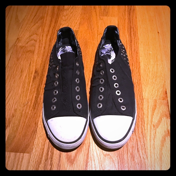 Ed Hardy Studded Slip On Sneakers