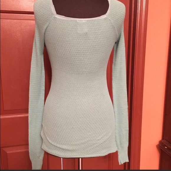 Free People sea foam green thermal Henley EUC! - Picture 3 of 4