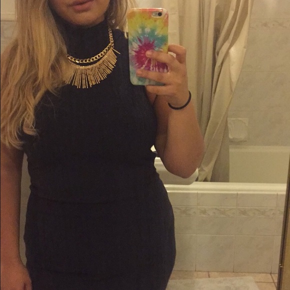 Knee length bodycon ribbed sweater dress