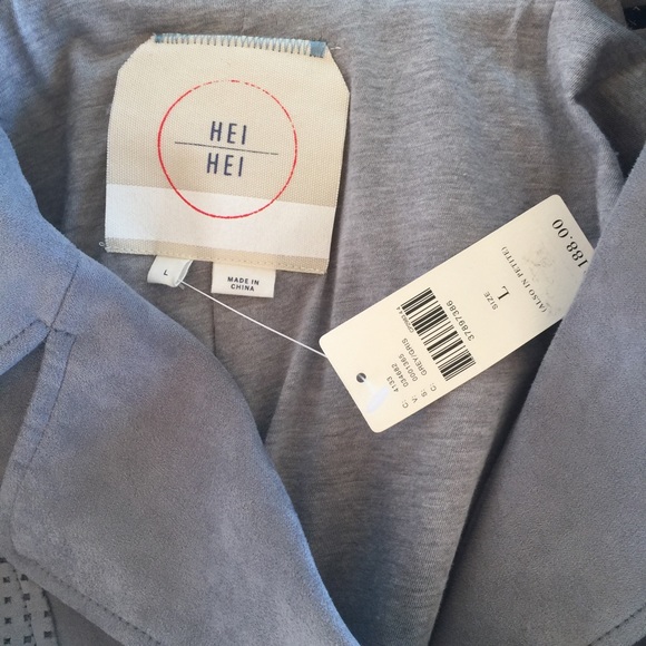 Anthro HEI HEI Gray Vegan Suede Moto Jacket L - Picture 2 of 4