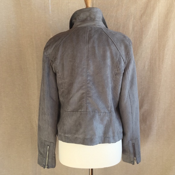 Anthro HEI HEI Gray Vegan Suede Moto Jacket L - Picture 4 of 4