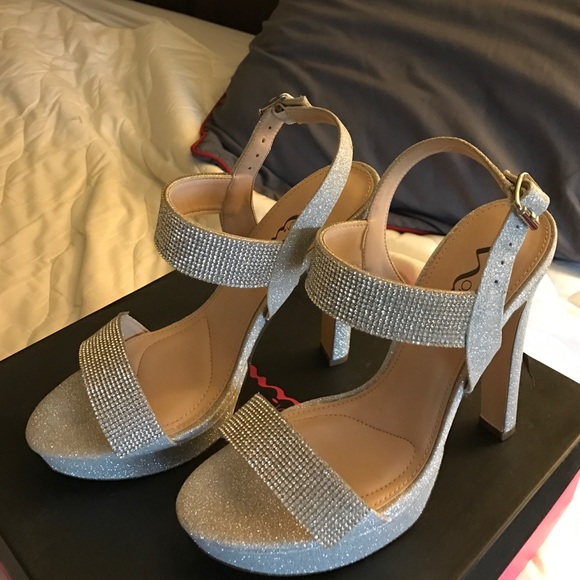 Misha-yg platform rhinestone shoes (original box)