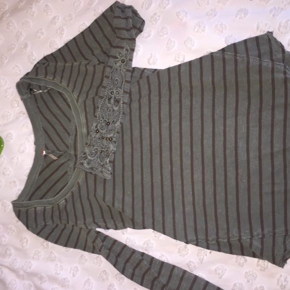Rare Free People Beaded Wrists Striped Long Sleeve - Picture 2 of 2