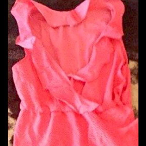 Coral & white maternity wrap blouse L Motherhood