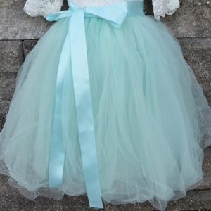Aqua mint tutu tulle skirt with sash