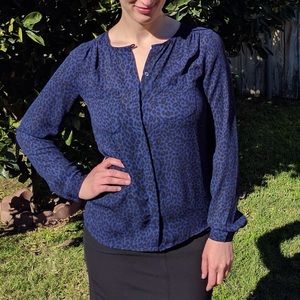 Loft cheetah print long sleeved blouse