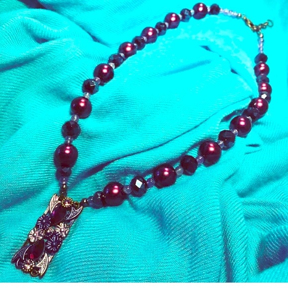 Wine Glass Pearl, Crystal and Amethyst Necklace