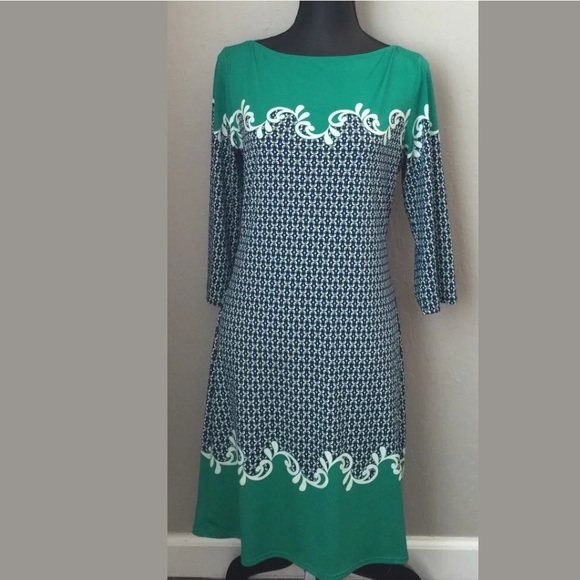 Max Edition Dresses & Skirts - Max Edition Large Dress green blue 3/4 sleeve