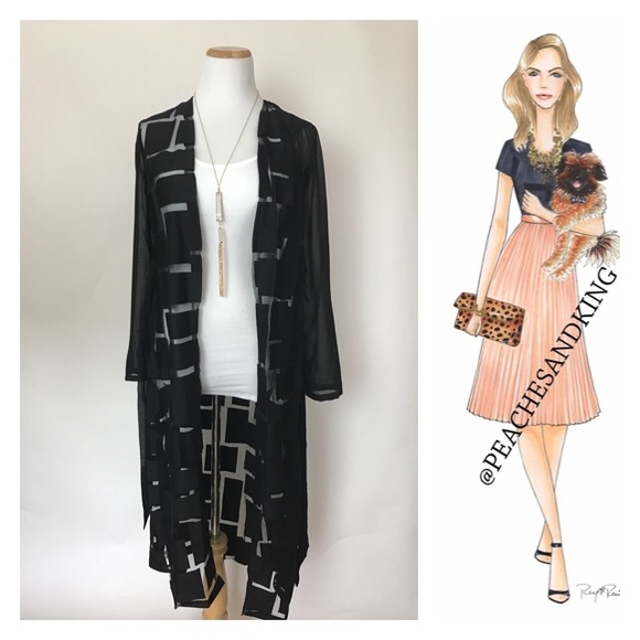 Black Lace Kimono Cardigan - Picture 2 of 4