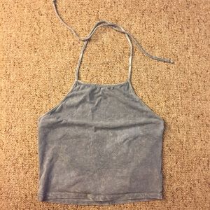 Acid wash halter crop top