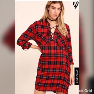 Plaid shirt dress