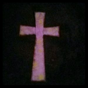Homemade purple and yellow cross