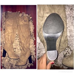 Olive green knee boots