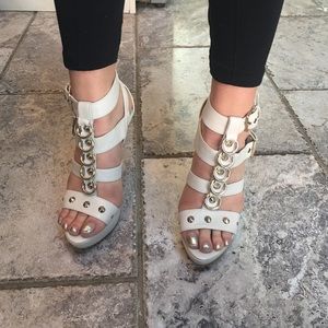 Cream and gold heels