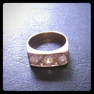 Art Deco Three Stone Old Mine Cut Vintage Ring