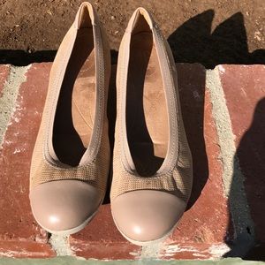 Clarks Beige Low Wedge/Heels NWOB