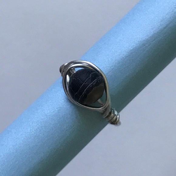 Natural silver stone ring