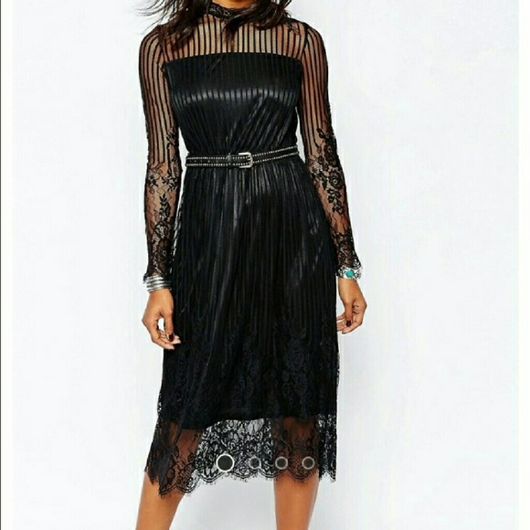 Boohoo Long Sleeve Black Lace Dress