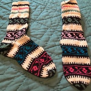 Hand knit woolen mountain socks.