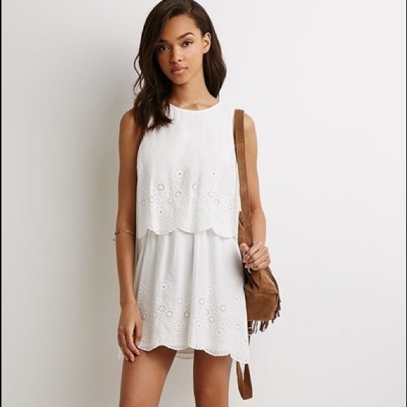 Forever 21 white layered eyelet dress