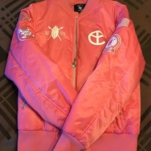 Yellow Claw pink jacket