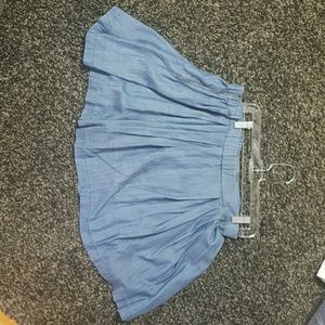 CHAMBRAY DENIM SKATER SKIRT L