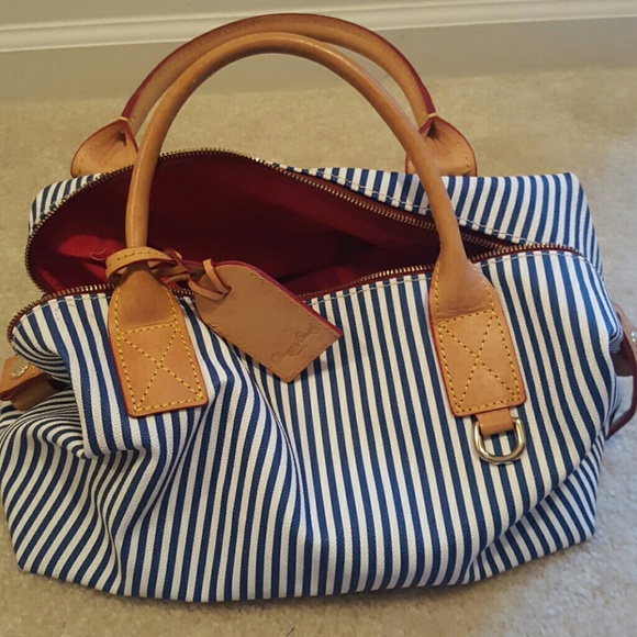 Leather Navy blue striped dooney&bourke handbag