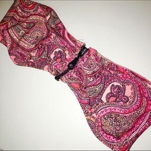 Zip up strapless bathing suit top