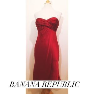 Strapless silk midi dress